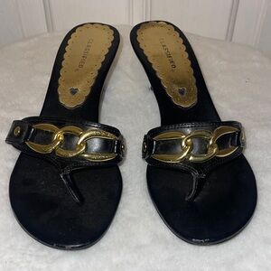 Classified Black and Gold Chain Sandals Size 7
